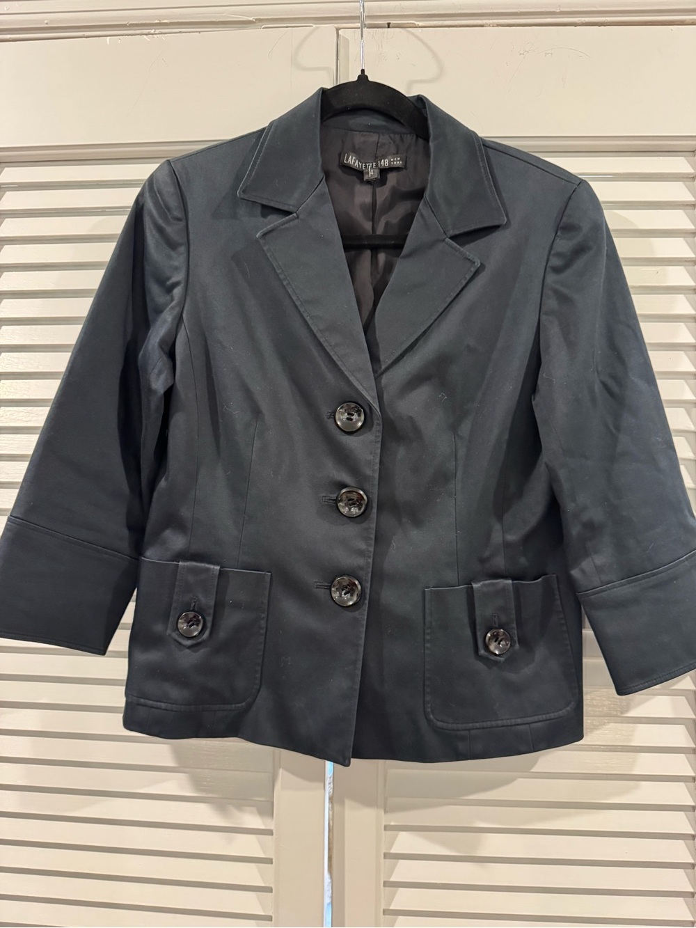 Lafayette 148 New York Black Three-Button Tailored Blazer